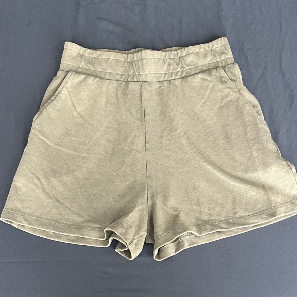 Zara sage green high rise sweat shorts